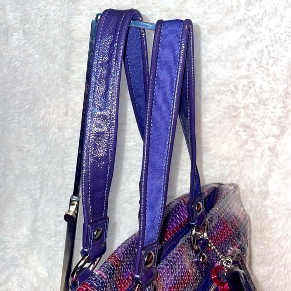 Coach Poppy XL Limited Edition Tartan Plaid Glam Sequin Spotlight Bag Purse - Picture 9 of 16